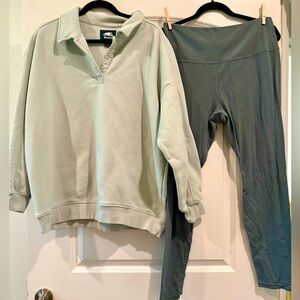 Roots Green Pullover and Leggings Set